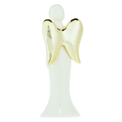 Article Figurines d&#39;anges ange en céramique or blanc 6cmx5cmx15cm 2pcs