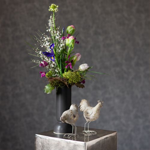Article Vase Céramique Noir Forme Ovale Moderne Ø11cm H25.5cm