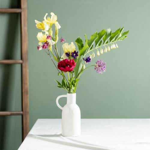 Article Vase en céramique blanc pour décoration sèche vase avec anse Ø9cm H21cm