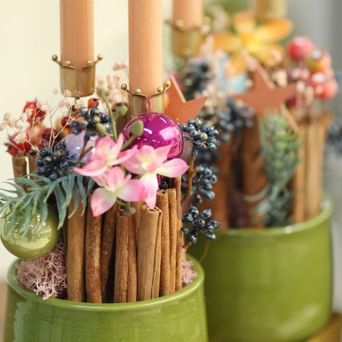 Article Bougeoir couronne doré, bougeoir bâton métal 4 pièces