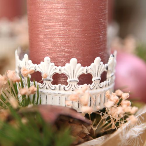 Bougeoir blanc antique Ø7cm H12cm 4pcs | Floristik24.fr