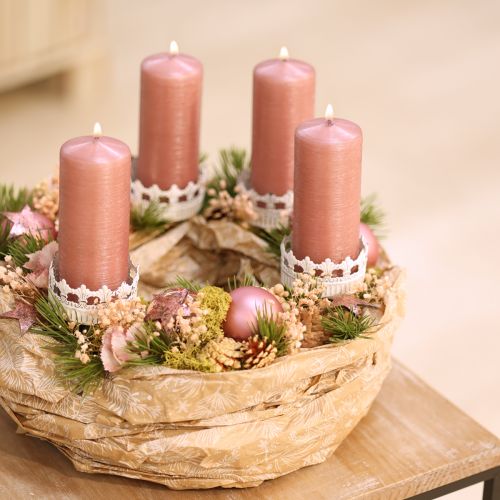 Article Bougeoir blanc antique Ø7cm H12cm 4pcs