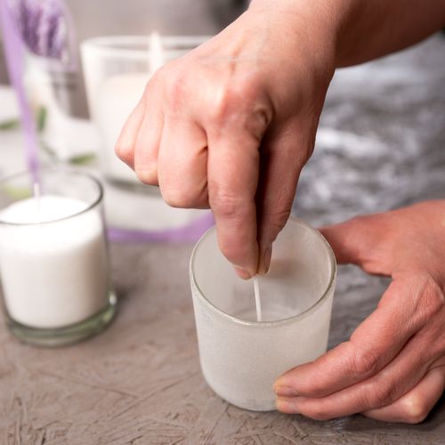 Article Granulés de cire blanche pour bougies avec mèche 400 g