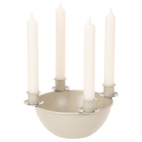 Coupe à bougies avec 4 supports pour bougies, 15 cm, plastique beige, centre de table de l'Avent moderne | Floristik24.fr