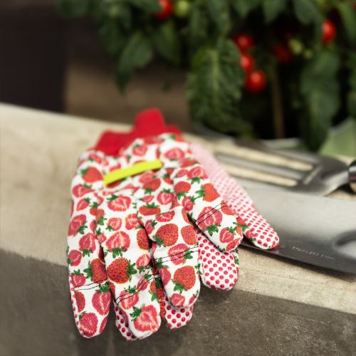 Article Kixx gants de jardinage motif fraise blanc rouge taille 8