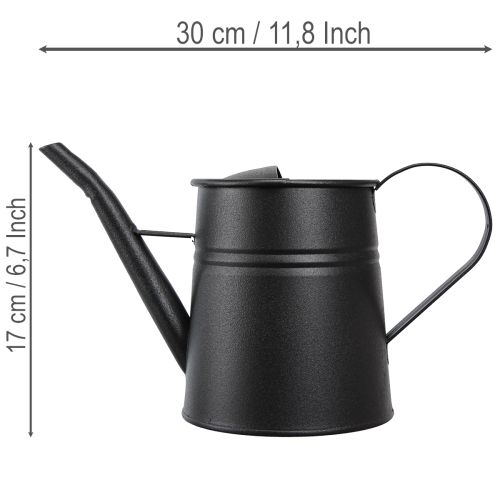 Petit arrosoir décoratif élégant, en métal noir, 30 x 13 x 17 cm, 1,7 l, pour jardinière ou balcon. | Floristik24.fr