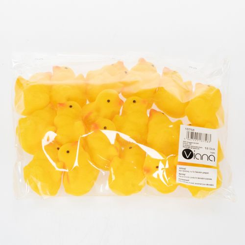 Article Petits poussins de Pâques, floqués jaunes et orange, 4,5 cm de haut, lot de 18.