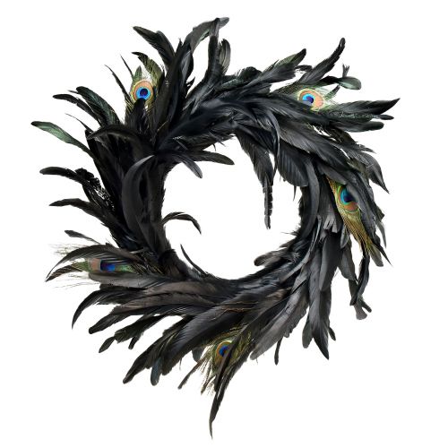 Couronne de plumes de paon exquise – Couleurs naturelles irisées 30 cm – Décoration de luxe pour la maison et les événements