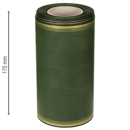 Article Ruban élégant en moire, 175 mm, vert foncé avec bordure perlée et tissage taffetas pour les occasions festives