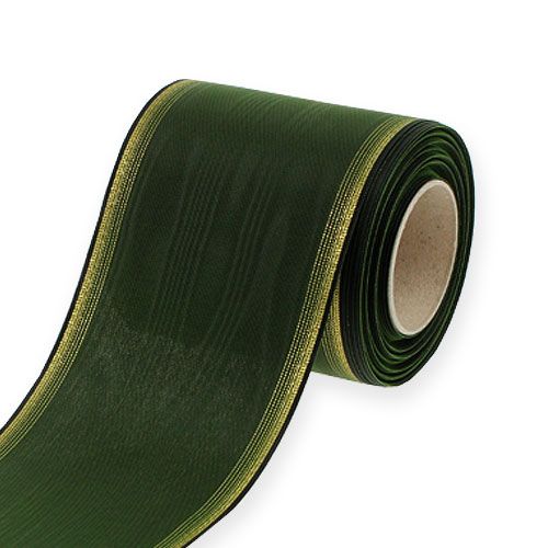 Article Ruban couronne Moiré 100 mm, vert foncé