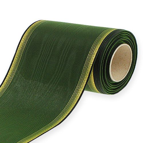 Floristik24 Ruban couronne Moiré 150mm, vert foncé