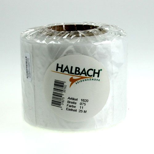 Floristik24 Ruban couronne blanc 75mm 25m