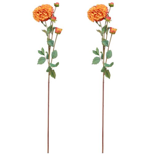 Article Dahlia Artificiel Fleurs Décoratives Orange Rouge Ø10 L80cm 2pcs