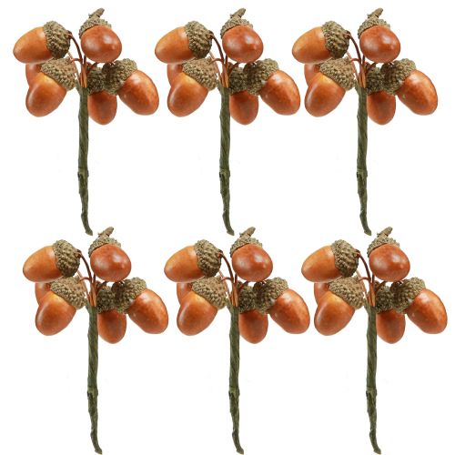 Floristik24 Glands artificiels sur fil de décoration pour couronne d'automne 3cm 6 pcs