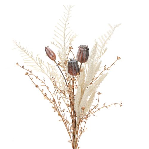 Article Capsules de pavot décoratives fleurs séchées fougère artificielle crème 63cm