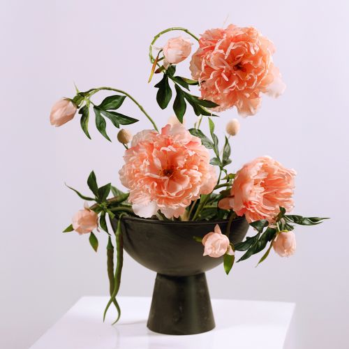 Floristik24 Pivoines artificielles Paeonia rose saumon L60 cm 2 pièces
