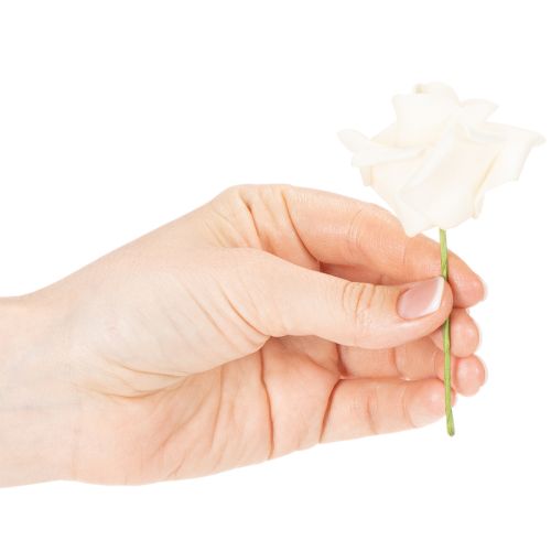 Rose artificielle crème sur tige 10 cm - Lot de 100 | Floristik24.fr