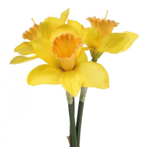 Jonquilles artificielles fleurs en soie jonquilles jaunes 40cm 3pcs