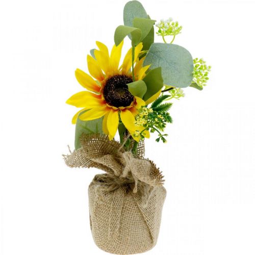 Floristik24 Tournesol artificiel, fleur en soie, décoration d&#39;été, tournesol dans un sac de jute