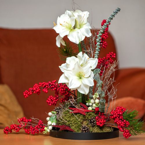 Article Branche de baies artificielles rouge, décoration de Noël, 74 cm