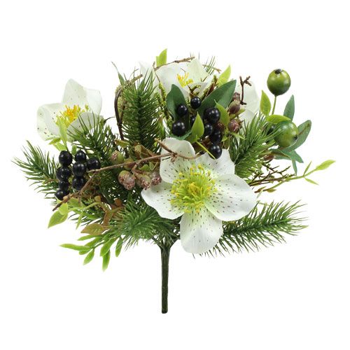 Floristik24.fr Bouquet de Noël artificiel avec sapin 23cm - acheter pas  cher en ligne