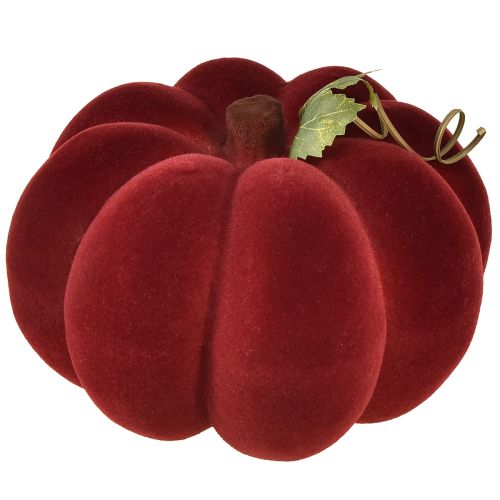 Décoration citrouille floquée citrouille rouge bordeaux aspect velouté 20cm 2pcs