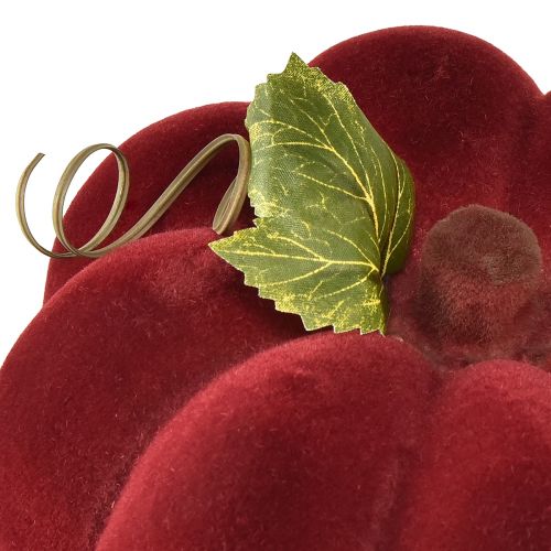 Article Décoration citrouille floquée citrouille rouge bordeaux aspect velouté 20cm 2pcs