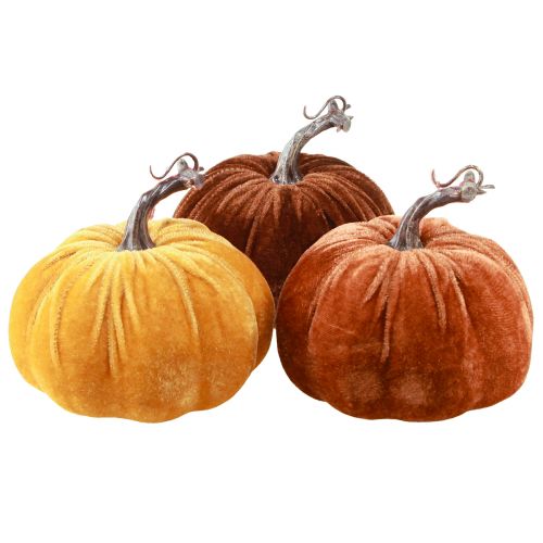 Article Décoration citrouille pour l&#39;automne en jaune marron Ø13cm 3 pcs