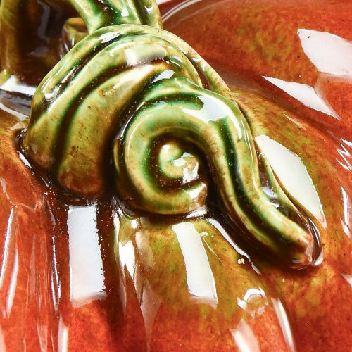 Floristik24 Citrouille en céramique brillante rouge-orange vif avec tige verte - 21,5 cm - décoration d'automne idéale