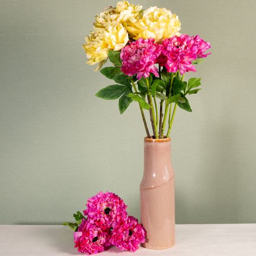 Article Pivoine artificielle à grande fleur pour une décoration intérieure florale intemporelle, 60 cm, lot de 3