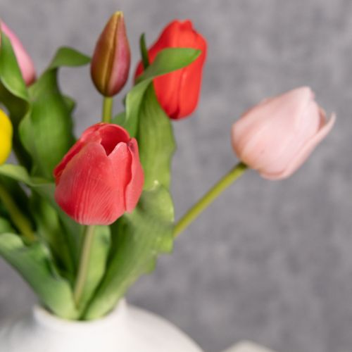 Article Bouquet de tulipes artificielles, coloré et réaliste, de haute qualité pour la maison, 43 cm, 7 pièces