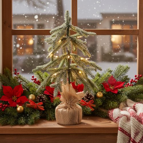 Sapin artificiel avec LED et branches enneigées, 50 cm, intérieur | Floristik24.fr