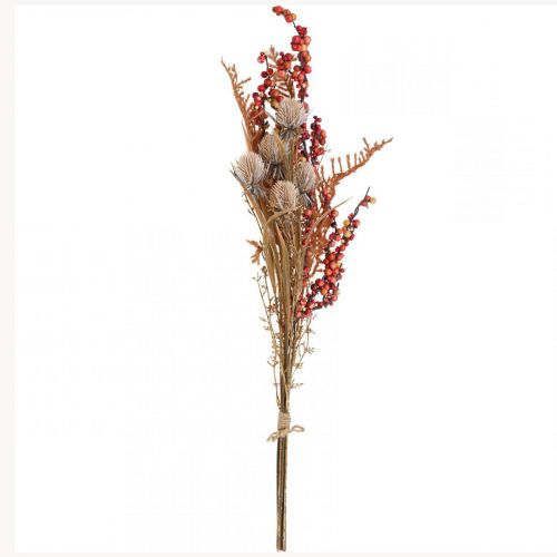 Article Plantes artificielles décoration d&#39;automne chardons baies fougère bouquet 65cm