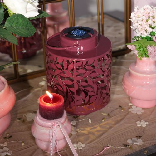 Article Lanterne à motif de feuilles, solaire, pour un éclairage extérieur d'ambiance, 25 cm