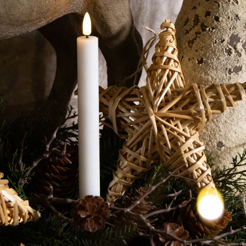 Article Bougies LED blanches coniques en cire blanc chaud 24,5 cm, lot de 2