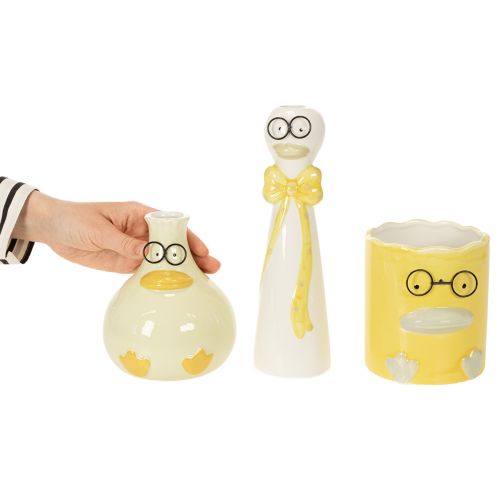 Figurines en céramique canards avec lunettes - set de 3 - déco printanière et estivale | Floristik24.fr