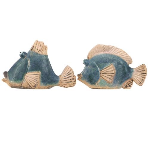 Article Décoration maritime poisson bleu décoration en céramique assorti 19/17cm 2 pcs