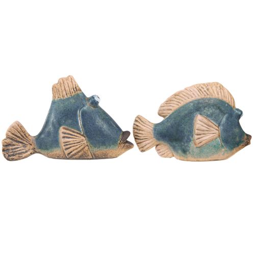 Article Décoration maritime poisson bleu décoration en céramique assorti 19/17cm 2 pcs