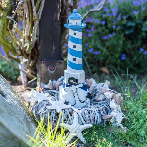 Phare déco maritime bleu clair 34cm | Floristik24.fr