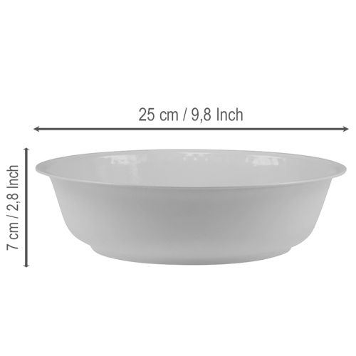 Bol en métal blanc, aspect émaillé, Ø 25 cm, H 7 cm | Floristik24.fr