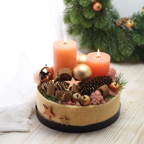 Article Plateau métal plateau décoratif plateau bougie rond noir Ø25cm 2pcs