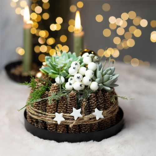 Floristik24 Plateau métal plateau bougie rond noir Ø20cm H2.5cm 2pcs