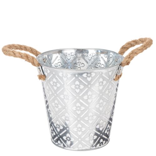 Pot de fleurs en métal avec poignées, jardinière à motif floral Ø18cm acheter | Floristik24.fr