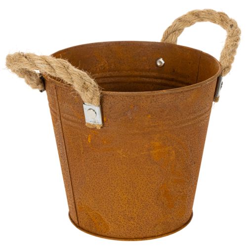 Pot en métal avec anses, pot à herbes, décor rouille Ø16,5 cm H15 cm acheter | Floristik24.fr