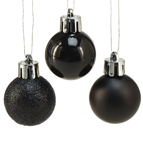 Floristik24 Mini Boules d&#39;Arbre Noir Plastique Incassable Ø3cm 14pcs