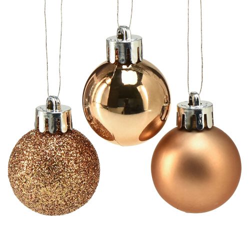 Article Mini boules de sapin de Noël bronze incassable Ø3cm H3,5cm 14pcs