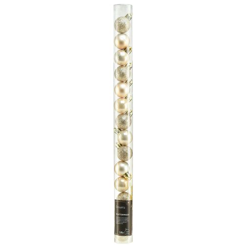 Article Mini boules de sapin de Noël Perle Doré plastique Ø3cm 14pcs