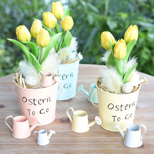 Article Mini Arrosoir Métal Décoration Printemps 4 Couleurs 5cm 8 Pcs