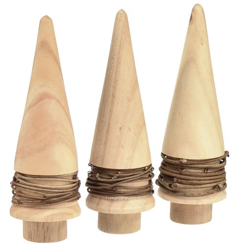 Article Mini décoration de sapin de Noël en bois décoration de table naturelle H13,5 cm 3 pièces