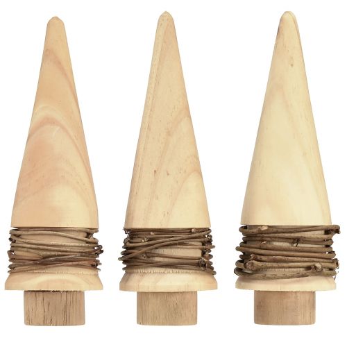 Article Mini décoration de sapin de Noël en bois décoration de table naturelle H13,5 cm 3 pièces